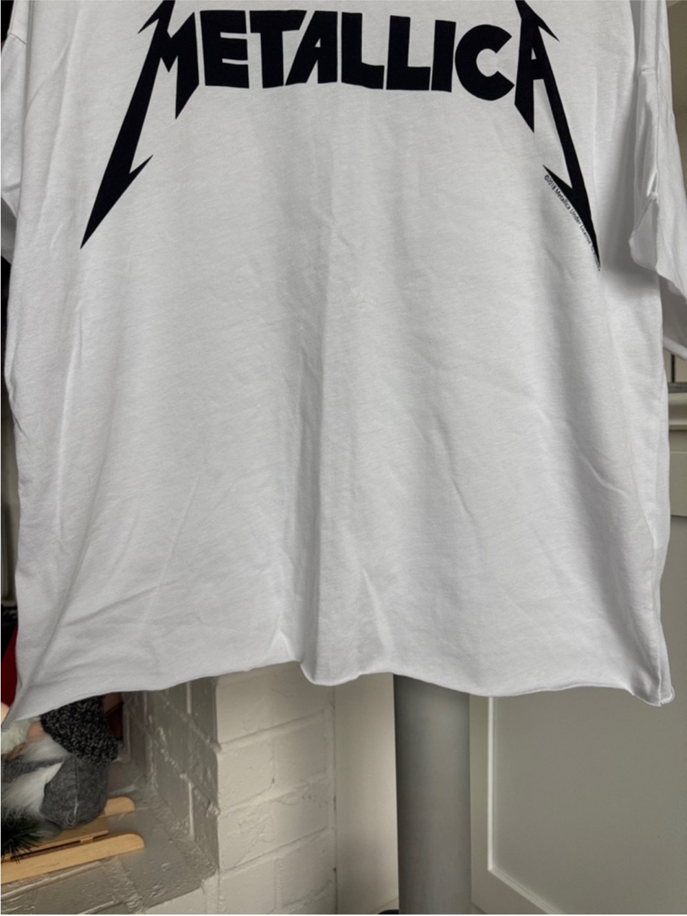 Women’s Metallica Cotton Boxy Top/Shirt/Blouse Sz M/L Boatneck - Picture 3 of 8